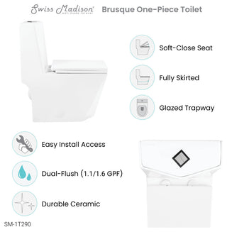 Brusque One-Piece Square Toilet Dual-Flush 1.1/1.6 gpf