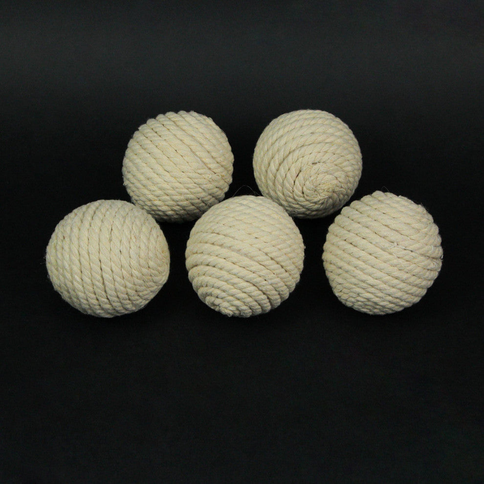 Set of 5 Light Brown Rope Decorative Orb Home Decor Ball Centerpiece Vase Fille