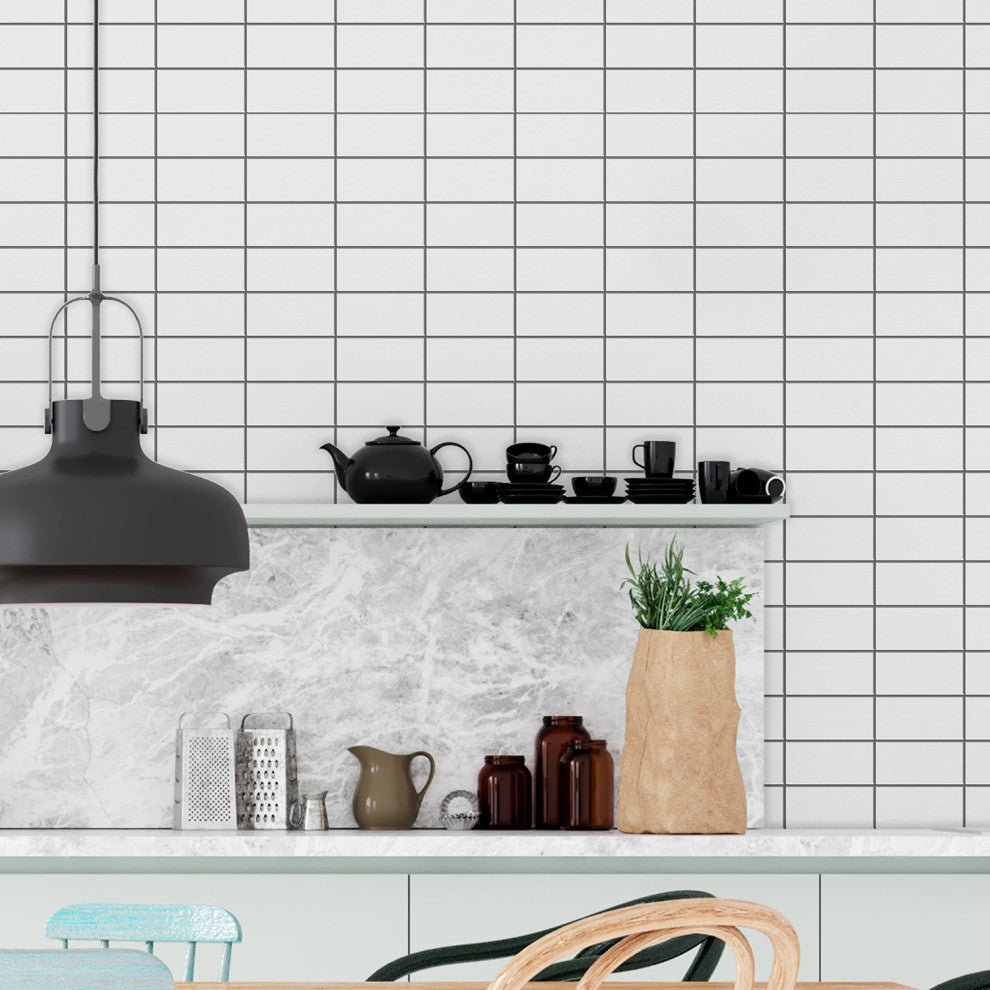 12"x6" Kitchen Original Brilliant White Glossy 3D Tile Stickers