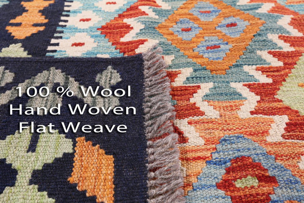 6' 9" X 9' 8" Wool On Wool Flat Weave Kilim Reversible Rug Q9473