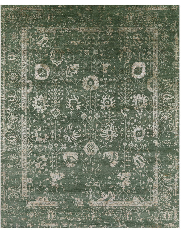 7' 10" X 9' 11" Hand Knotted Persian Wool and Silk Rug Q11756