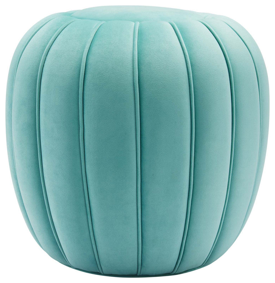 Celebrate Channel Tufted Performance Velvet Ottoman, Mint
