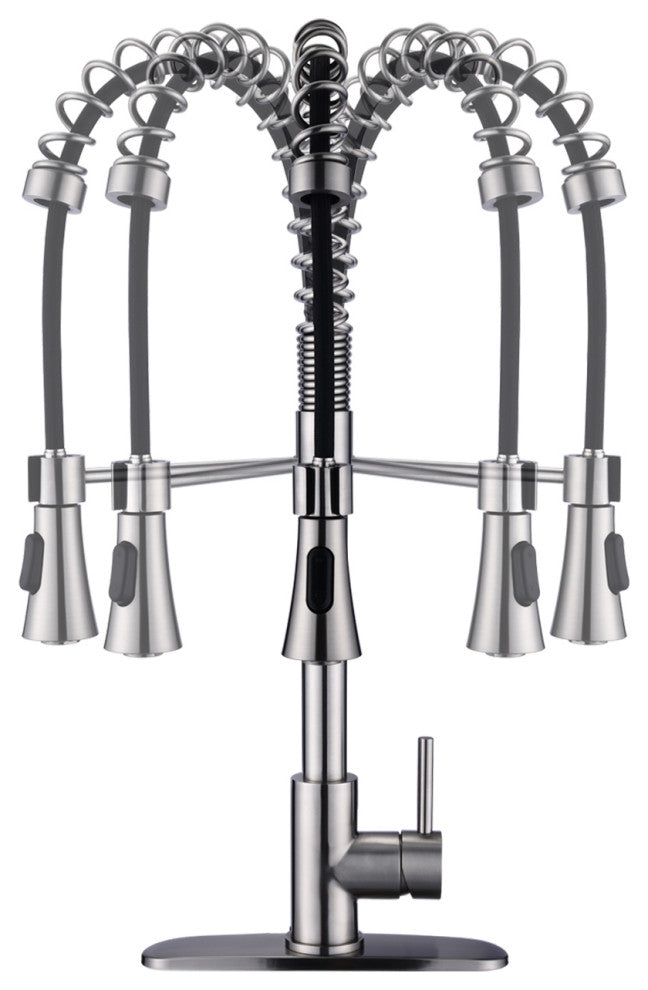 Givingtree Modern Single Handle Spring High Arc Kitchen Faucet Brushed Nickel
