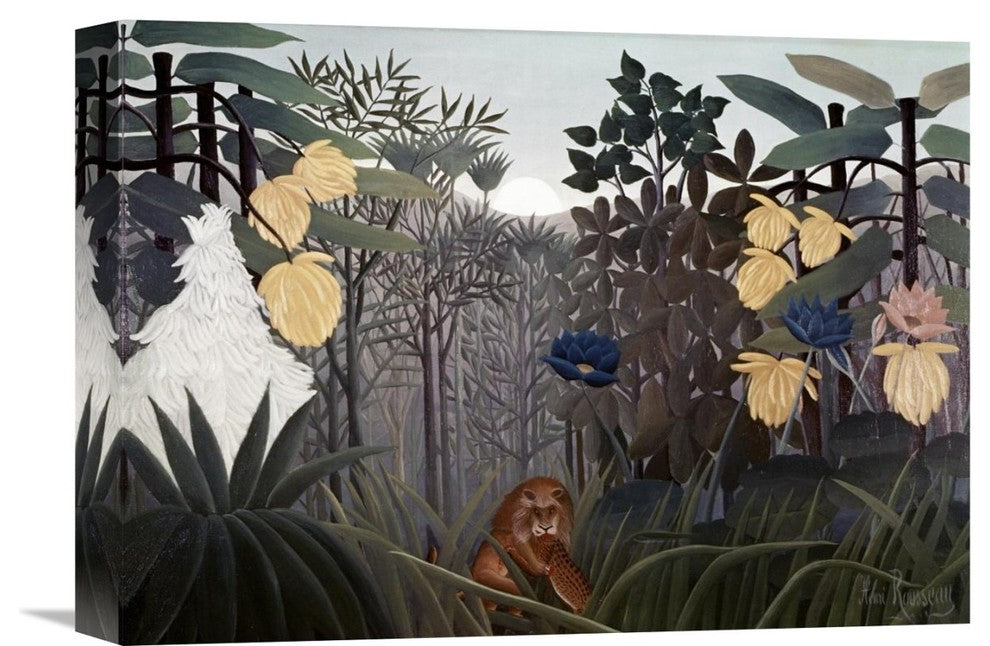 "Repast of The Lion" Stretched Canvas Giclee by Henri Rousseau, 16"x12"
