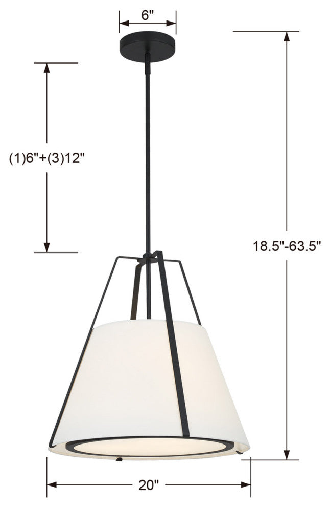 Fulton Three Light Pendant in Black