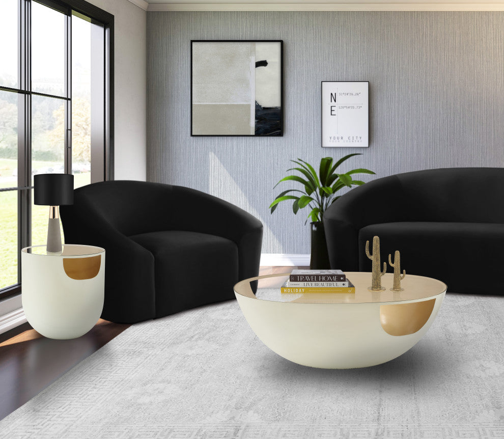 Doma Coffee Table, Cream / Brushed Gold