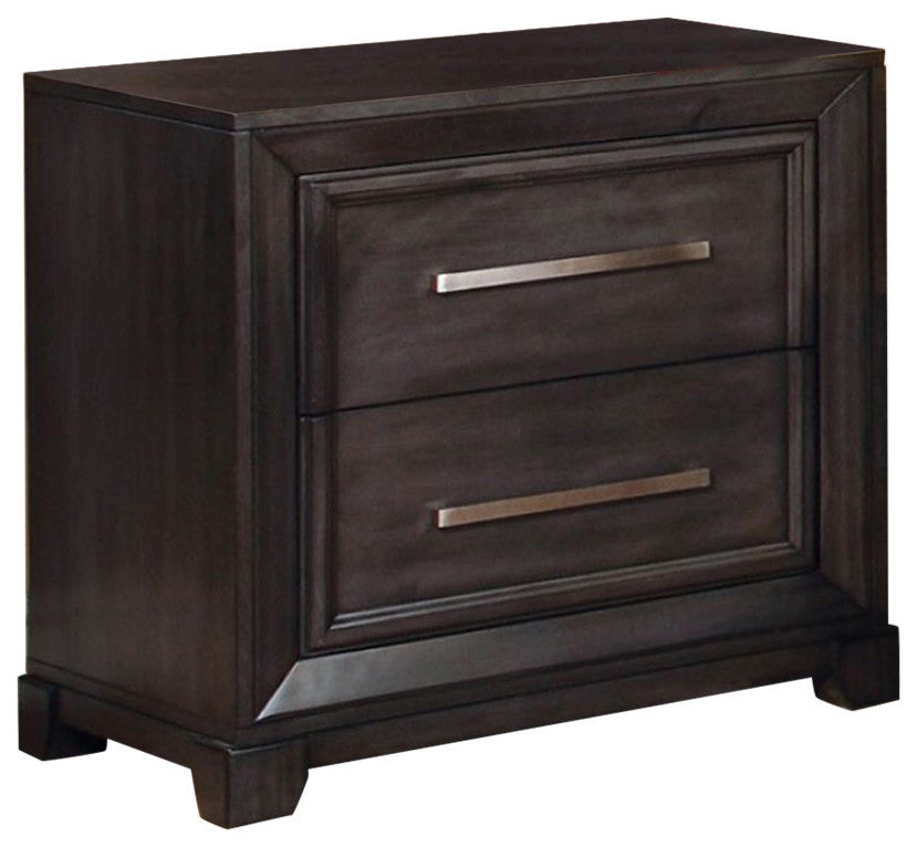 Bradley Transitional Nightstand, Dark Gray Finish
