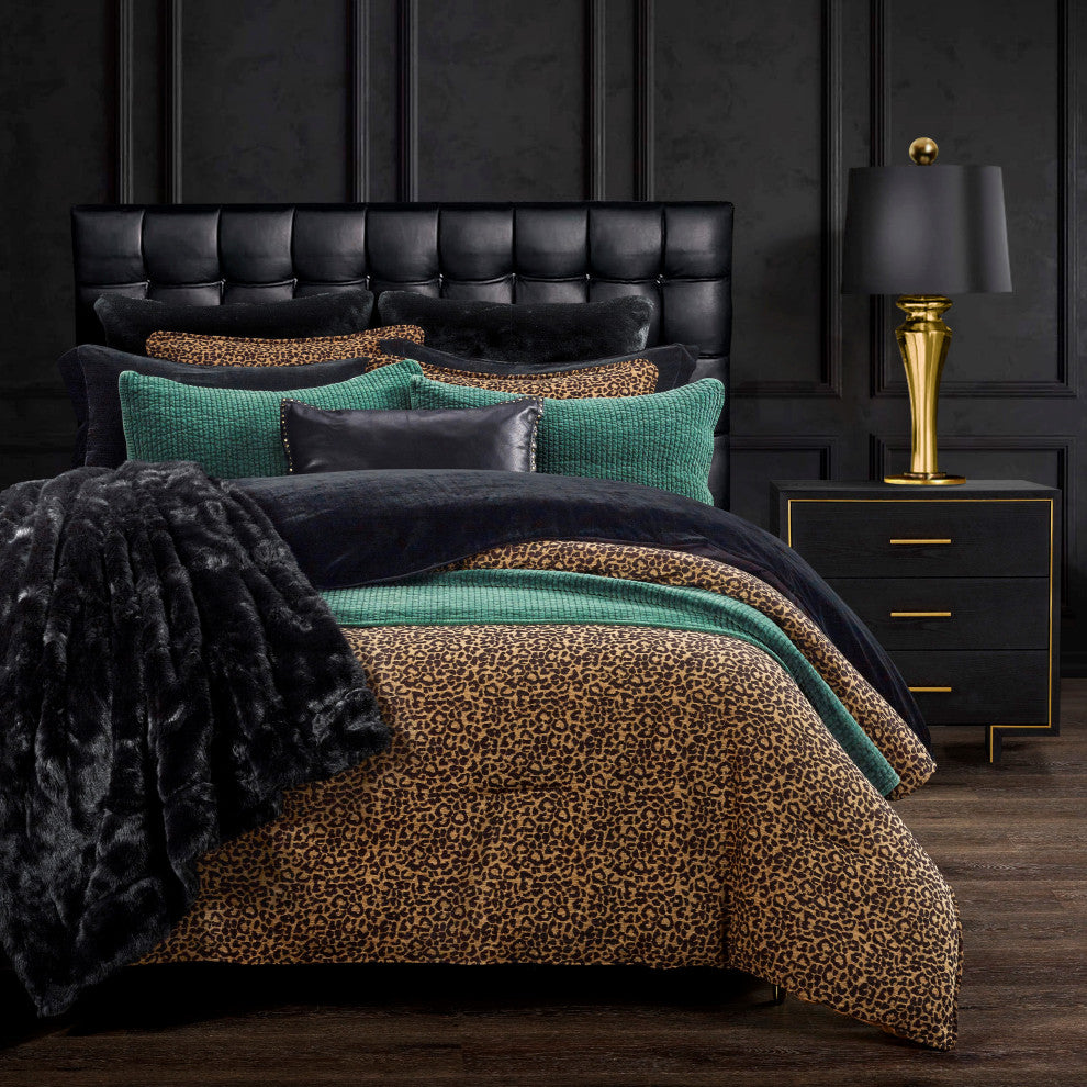 3 Piece Adrienne Comforter Set, Queen Gold