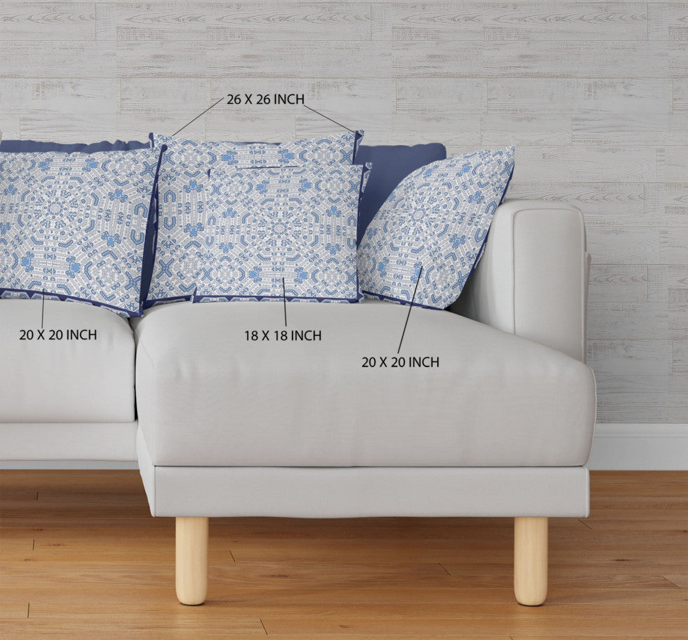 26 Blue Gray Geostar Indoor Outdoor Throw Pillow