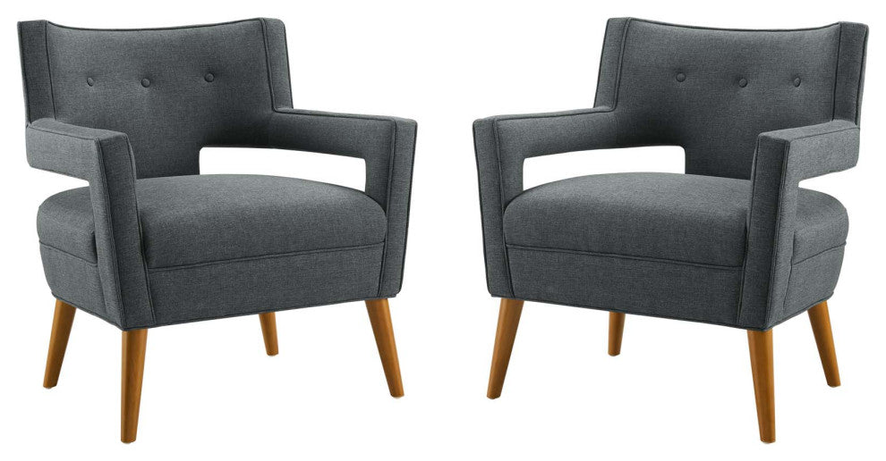 Armchair Accent Chair, Set of 2, Fabric, Gray, Modern, Lounge Hospitality