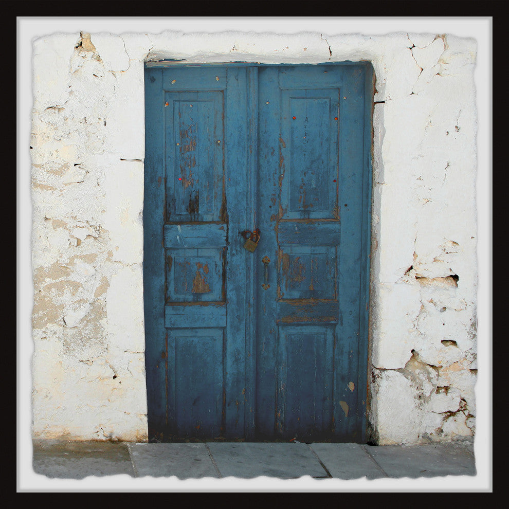 "Blue Wooden Door" Framed Painting Print, 12x12