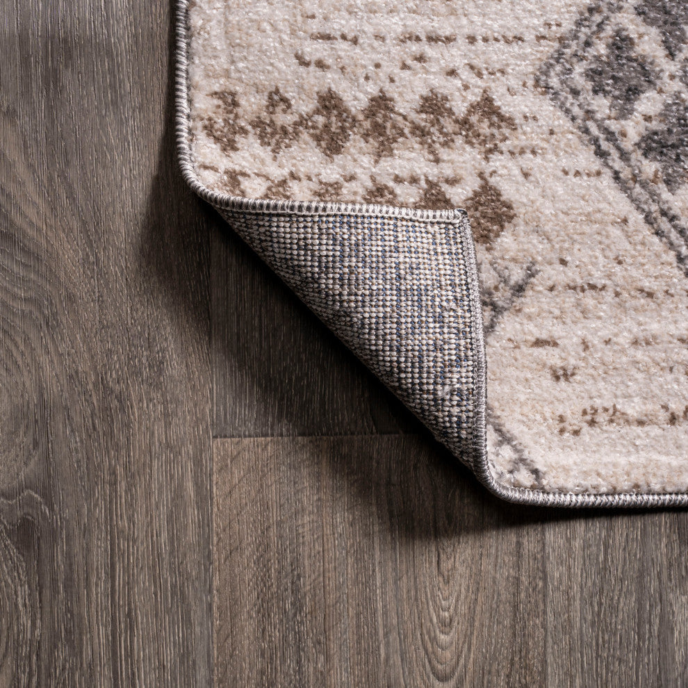 Bhalil Berber Diamond Geometric Beige/Gray 3 ft. x 5 ft. Area Rug