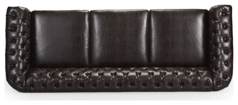 Garrison Tufted Chesterfield Faux Leather 3 Seater Sofa
