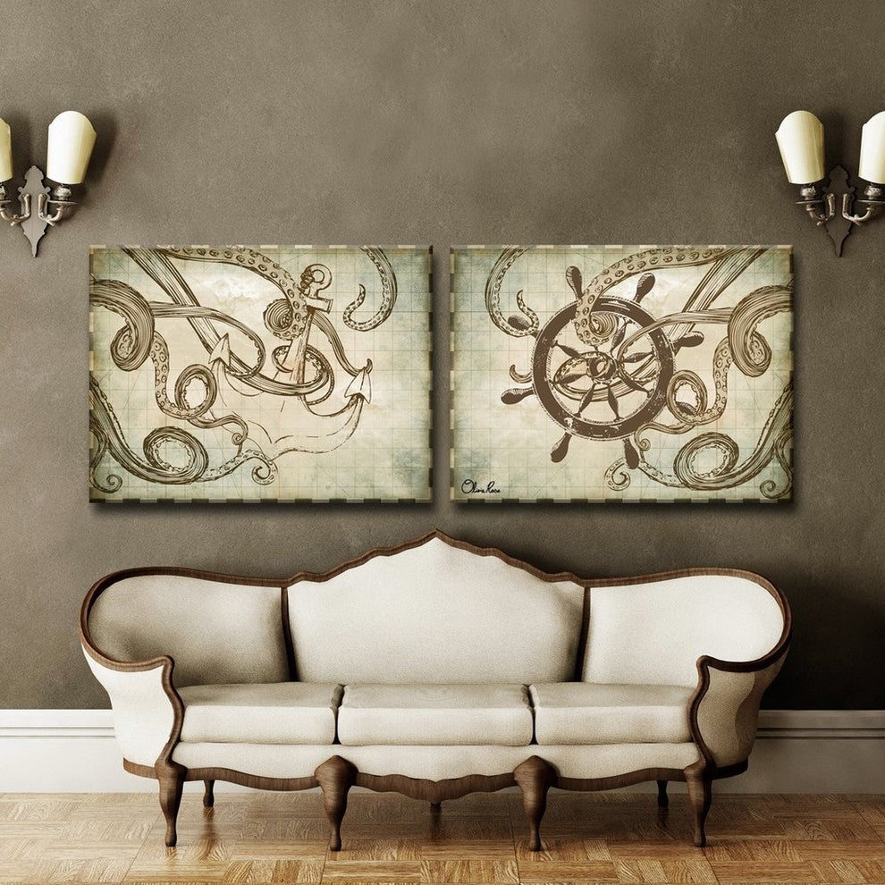 Ready2HangArt 'Sea Anchor & Ship' by Olivia Rose 2-PC Canvas Art Set, 20"x60"
