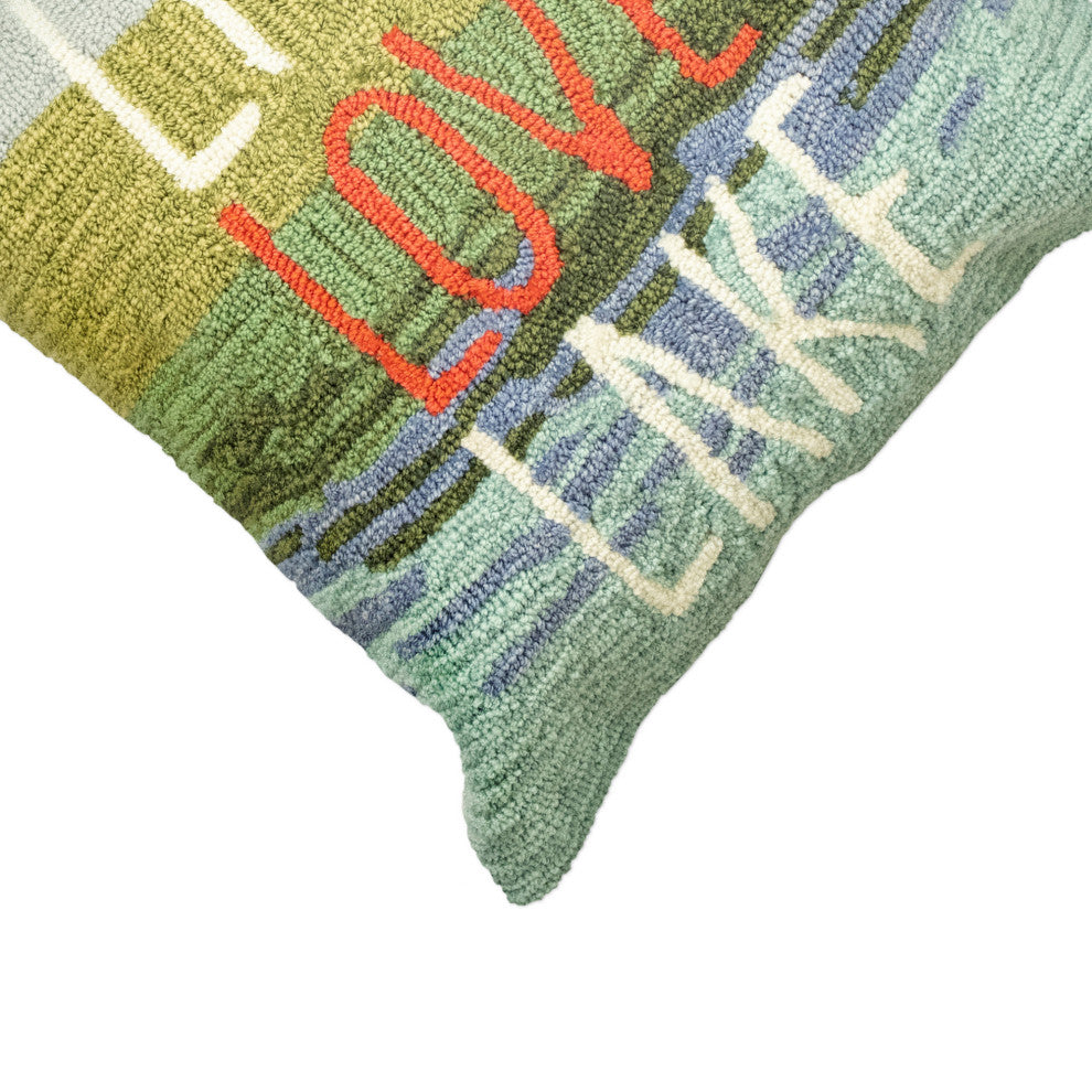 Frontporch Live Love Lake Indoor/Outdoor Pillow, Water, 18"x18"