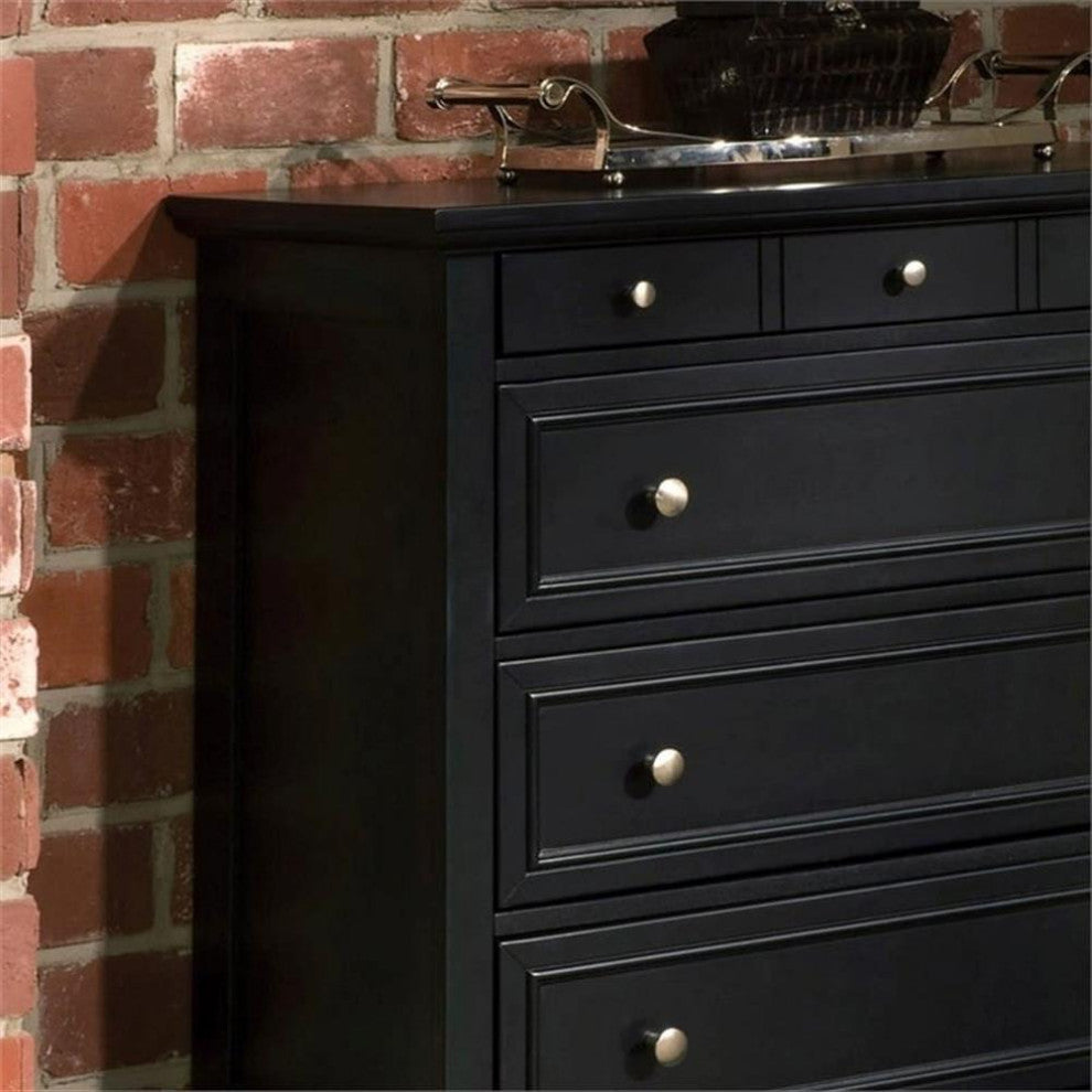 Bowery Hill Traditional 4-Drawer Hardwood Chest in Ebony Black