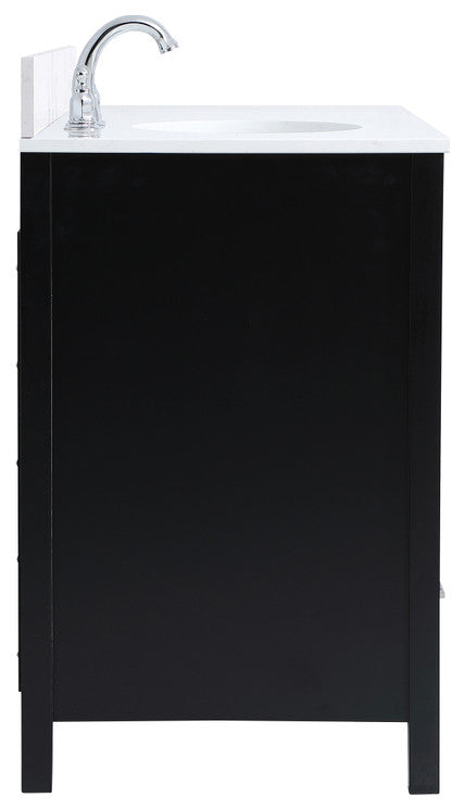 Iris 42" Single Bathroom Vanity, Black With Backsplash
