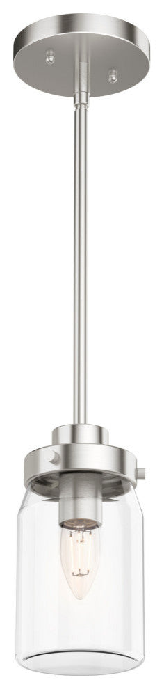 Hunter Devon Park Collection 1-Light Jar Pendant, Brushed Nickel