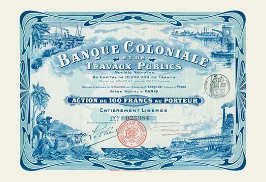 Banque Coloniale Et De Travaux Publics- Gallery Wrapped Canvas Art 28" x 42"