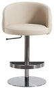 Khaki Leather Adjustable Height Swivel Bar stool, Black Chrome