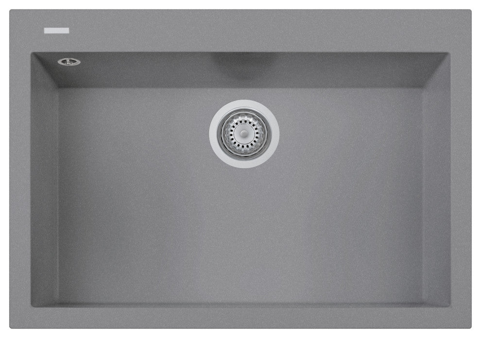 One Series 30" Drop-In Single-Bowl Granite Sink, Titanium
