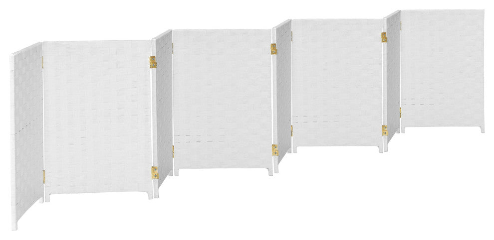 2 ft. Short Woven Fiber Room Divider 8 Panel White