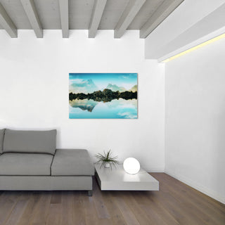 Quiet Waters Lakeside Landscape Wall Art Tempered Glass Contemporary Artwork