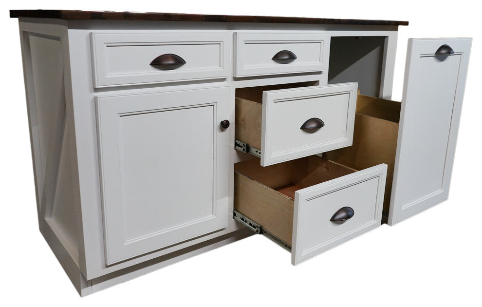 Modern Kitchen Island, Bright White