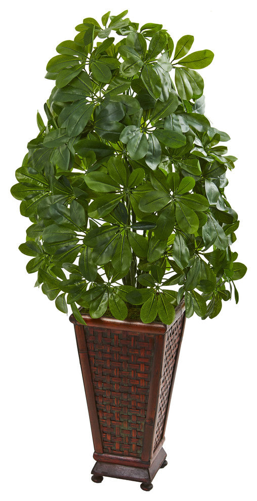 Nearly Natural Schefflera Artificial Plant In Decorative Planter Real Touch