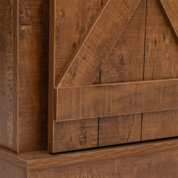 Farmhouse walnut TV stand 65 inch flat media console table storage wood cabinet