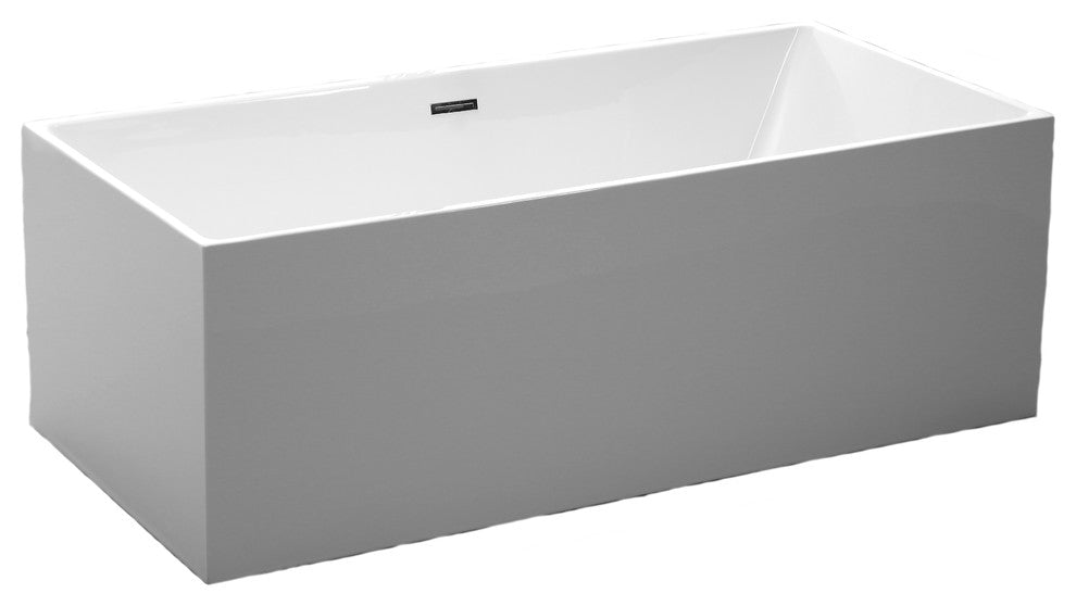 Freestanding Acrylic Bathtub, White/Polished Chrome
