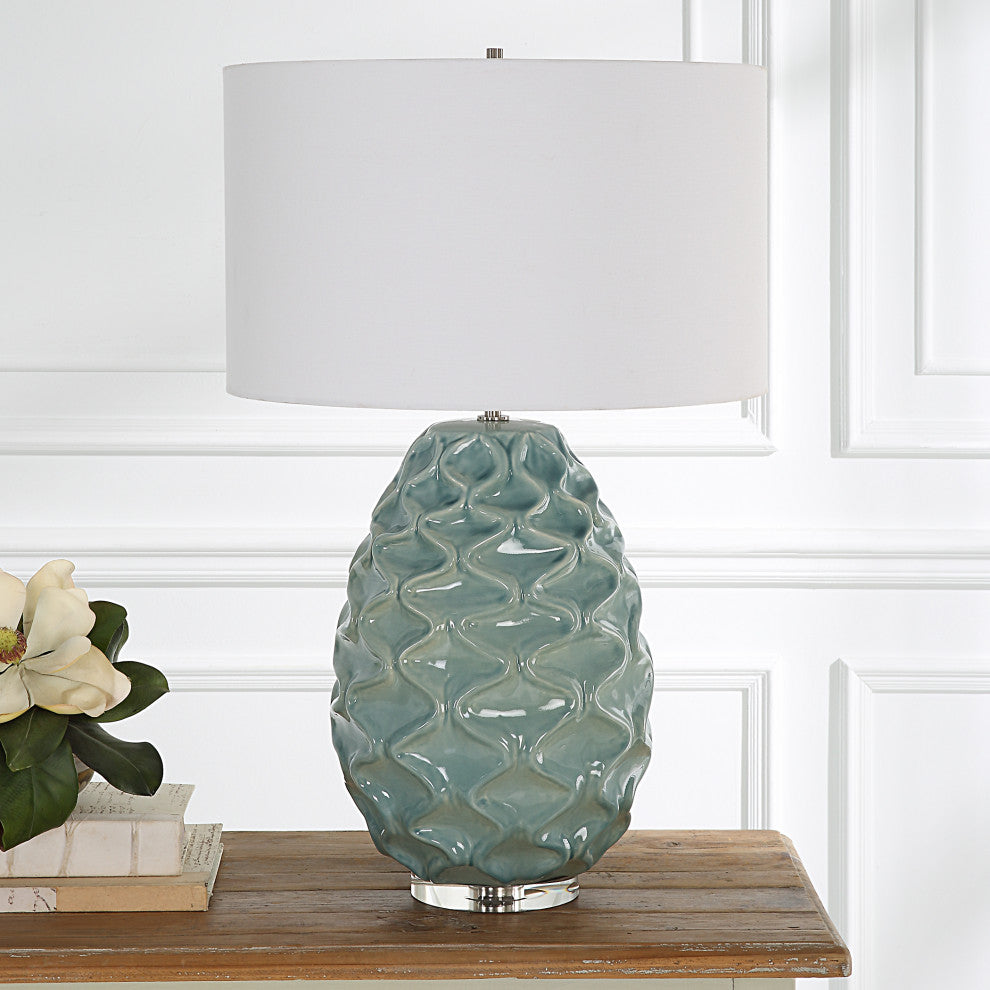 Uttermost 30193 Laced Up Sea Foam Glass Table Lamp
