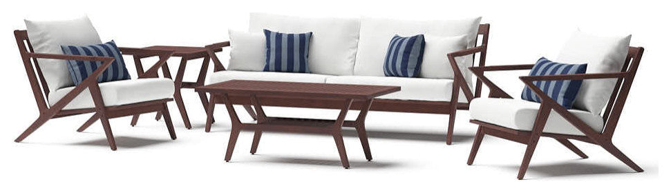 Vaughn 5 Piece Sunbrella Outdoor Patio Seating Set, Centered Ink