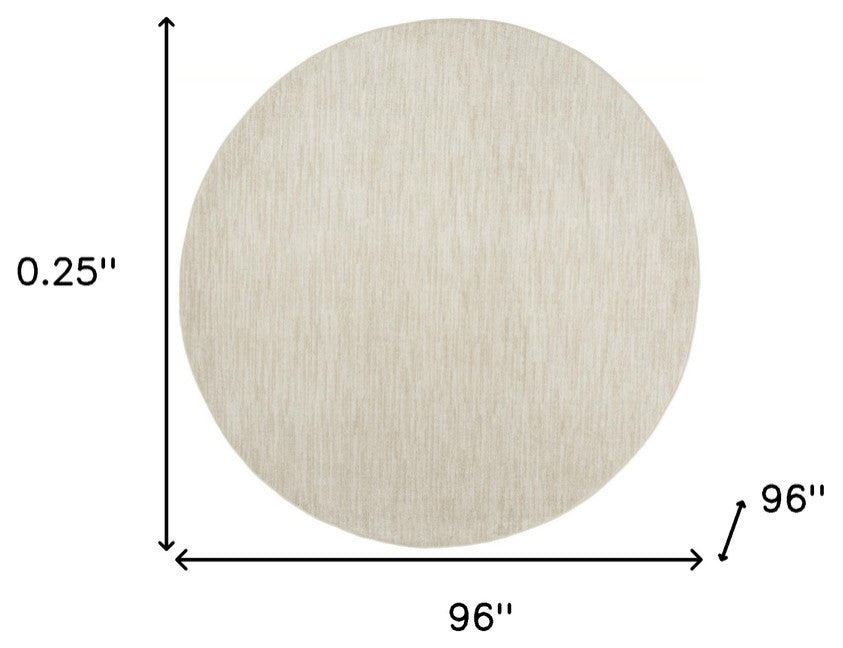 8' X 8' Ivory And Beige Round Non Skid Indoor Outdoor Area Rug
