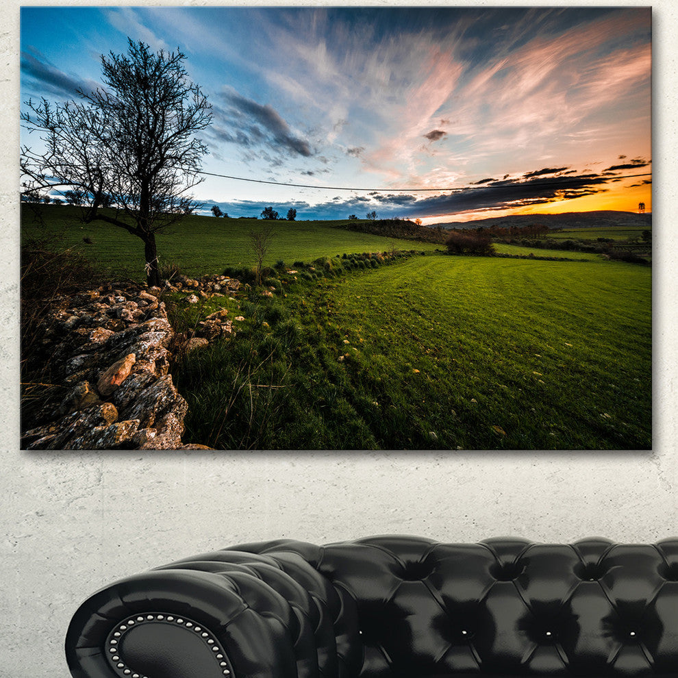 Beautiful Green Meadow in Sardinia, Landscape Canvas Art Print, 60"x28"