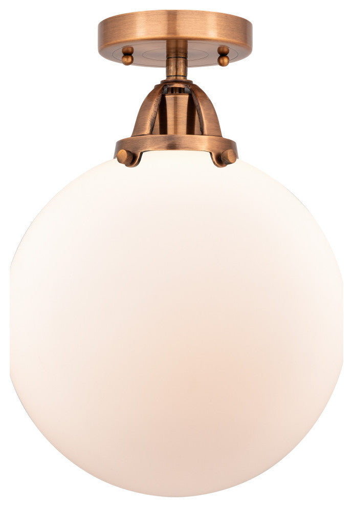 Beacon Semi-Flush Mount, Antique Copper, Matte White, Matte White
