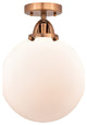 Beacon Semi-Flush Mount, Antique Copper, Matte White, Matte White