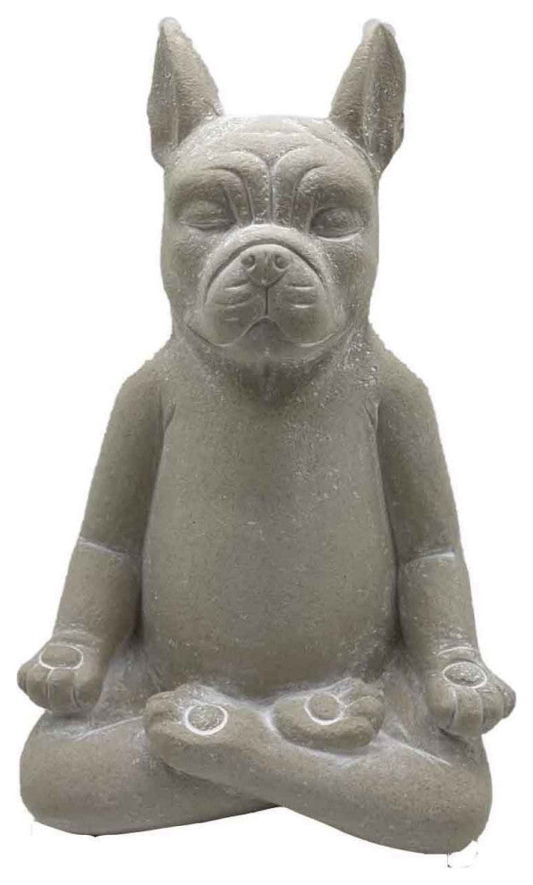 16" Cream Budha Dog Indoor Outdoor Statue