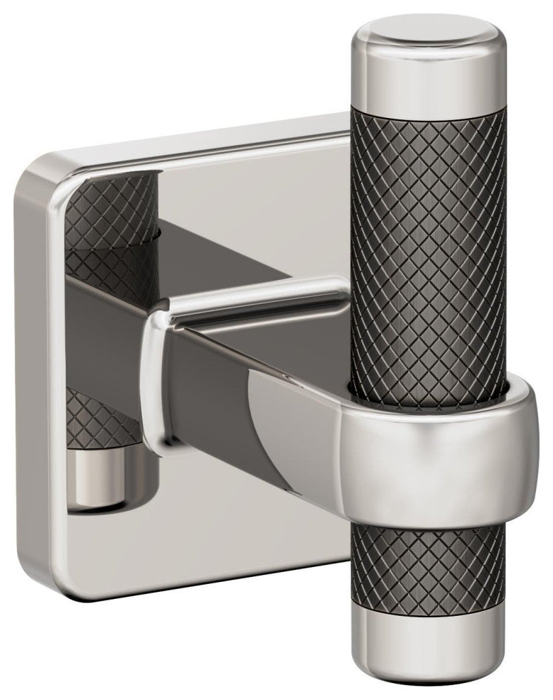 Esquire Contemporary Single Robe Hook, Polished Nickel/Gunmetal