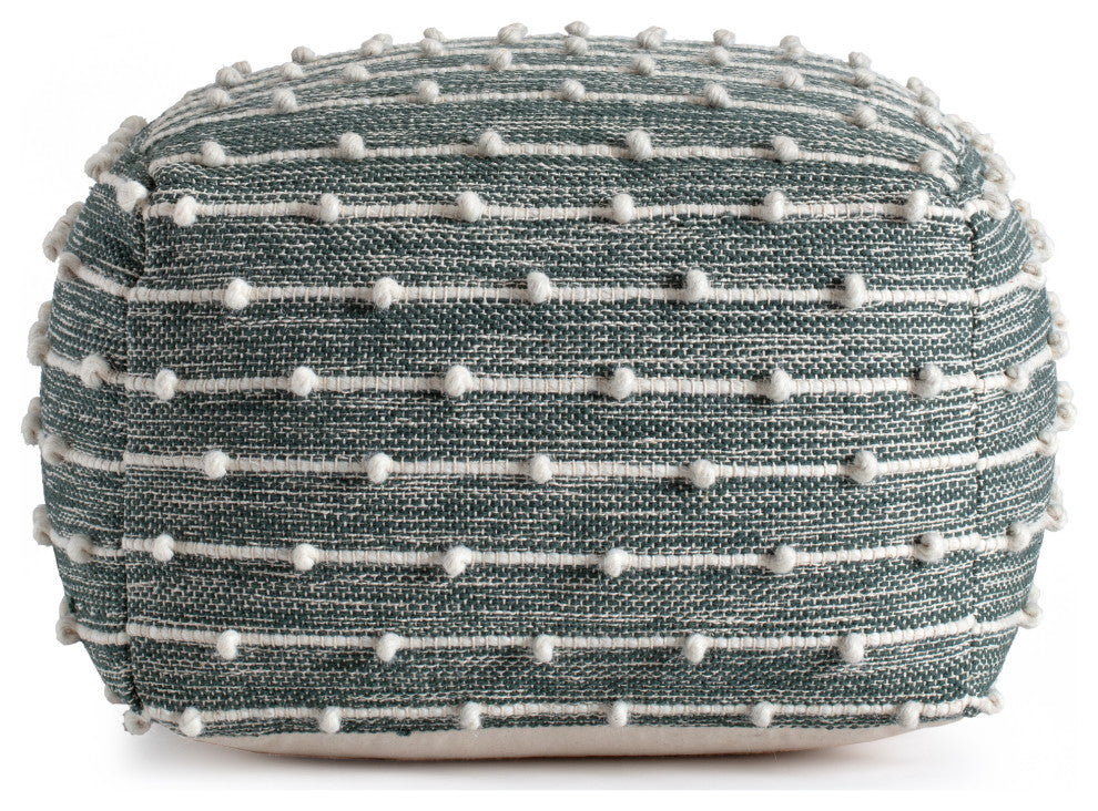 Cedar 22" x 22" x 16" Green and Ivory Pouf