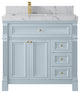 Paris 36" Left Offset Bathroom Vanity, Blue Heather 2" Venatino Quartz
