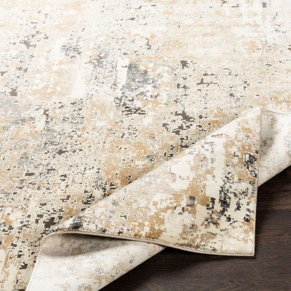 Pune Modern Beige, Taupe Area Rug, 6'7"x9'6"