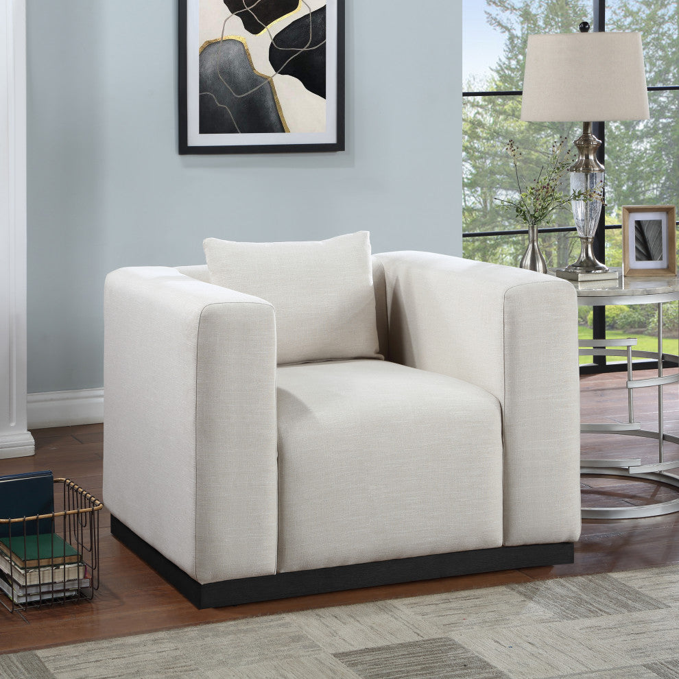 Alfie Linen Textured Fabric Upholstered Chair, Beige