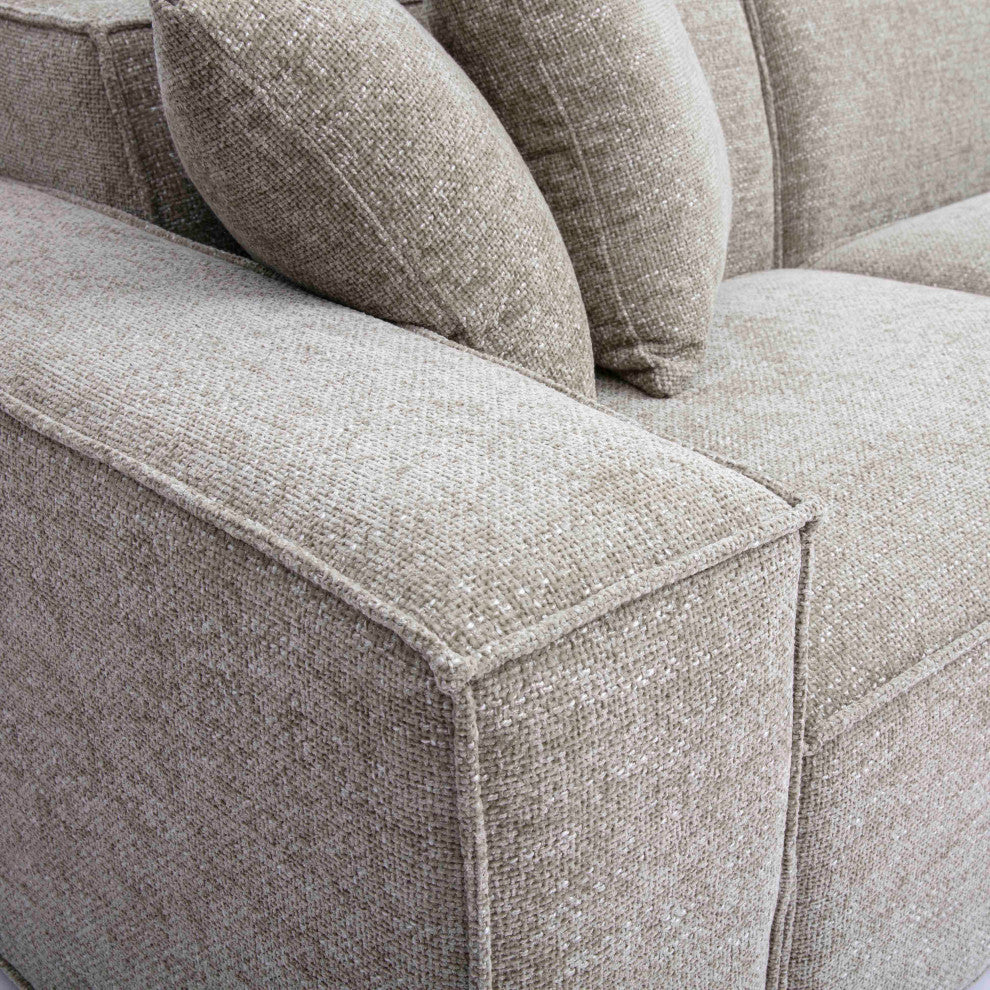 Mindy Chenille Basketweave Modular Sofa, Taupe