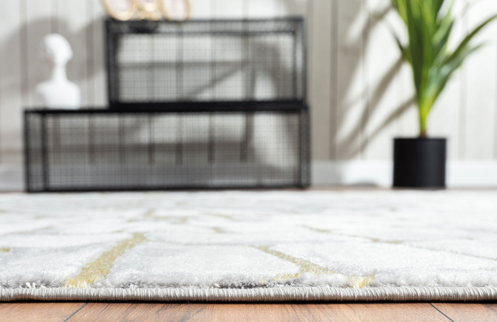 Abani Luna LUN130A Contemporary Grey and Gold Spiral Metallic Area Rug