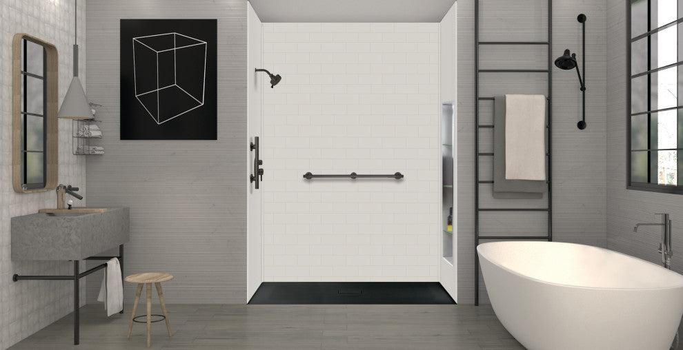 Transolid 60-in L x 39.4-in W Zero Threshold Center Drain Shower Base, Black