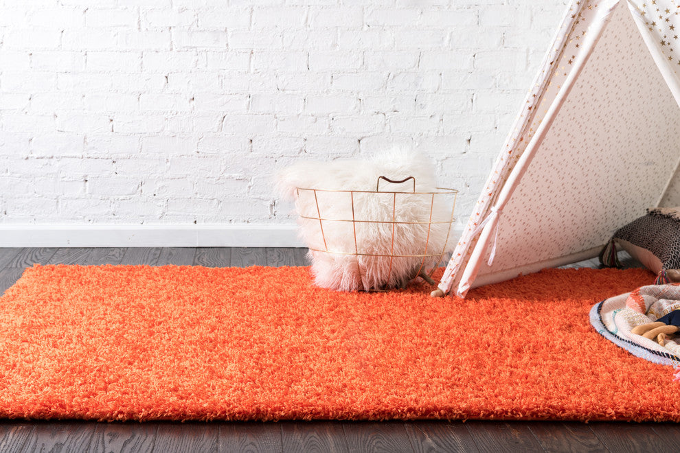 Unique Loom Tiger Orange Solid Shag 2'x3' Area Rug