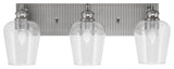 Edge 3-Light Bath Bar, Brushed Nickel Finish, 5" Clear Bubble Glass