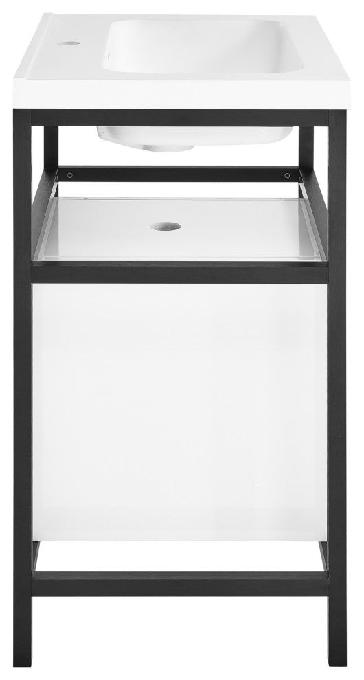 Ivy 24" Freestanding Bathroom Vanity in Glossy White with Matte Black Frame