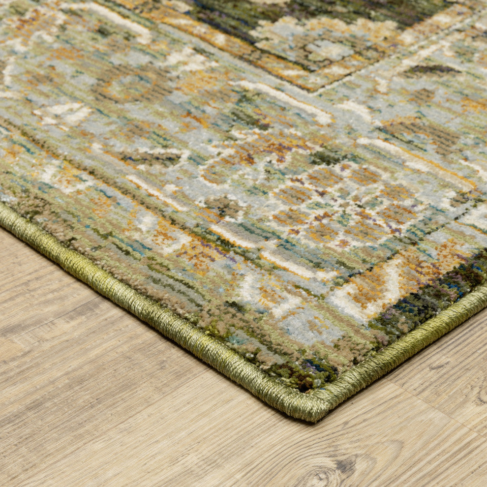 Oriental Weavers Andorra 2417B Distressed Rug, Green, 7'10"x7'10"